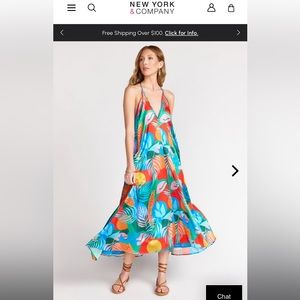 Tropical Print Slip Midi Dress